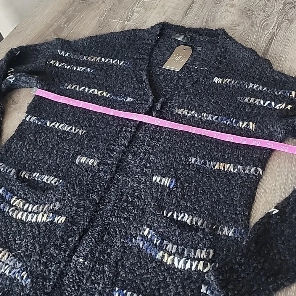 NEW! Janice Apparel Cozy Popcorn Knit Cross Stitch Pattern Cardigan Sweater OSFM